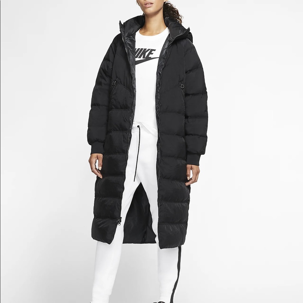 Nike long down jacket size M